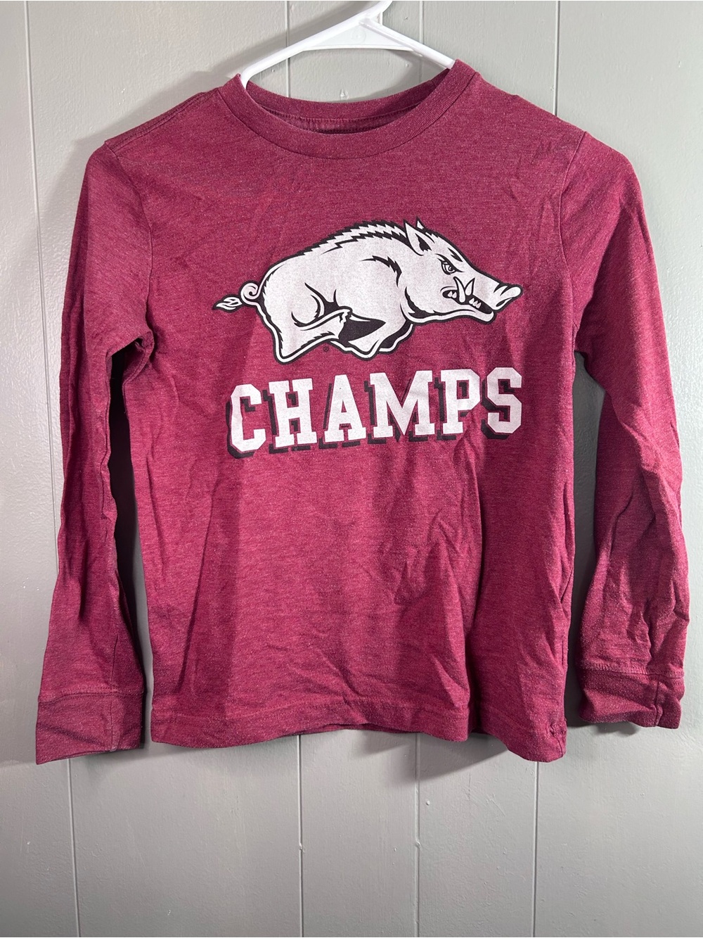 Kids Long-Sleeve 'Champs' Graphic Tee - Maroon Heather